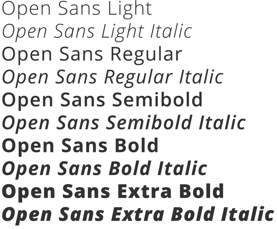 open sans font weight examples